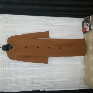 MissLook Burnt Orange Maxi Length Large Knit Cardigan Duster W/ Hood SzL